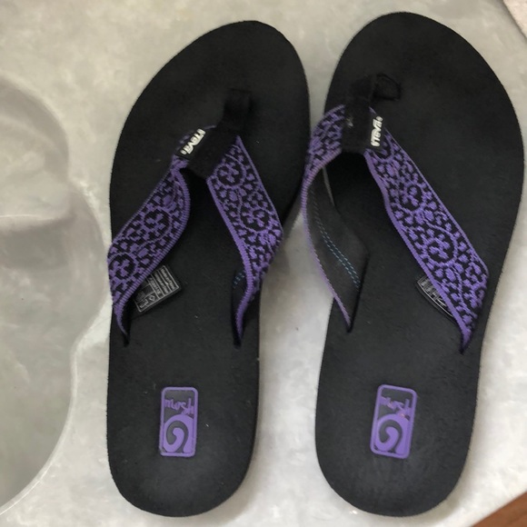 purple teva flip flops